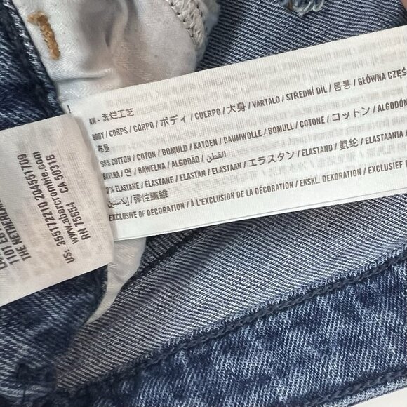 Hollister Denim Jean Shorts Size 0 R Tonal Colorblock Raw Frayed Hems Two Tone - Picture 5 of 6